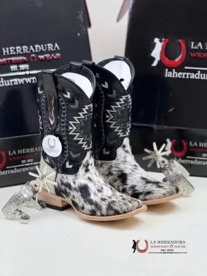HERRADURA EXOTIC COWHIDE BLACK &WHITE CHEROKEE RUNGO BOOT EVERY PAIR IS UNIQUE!