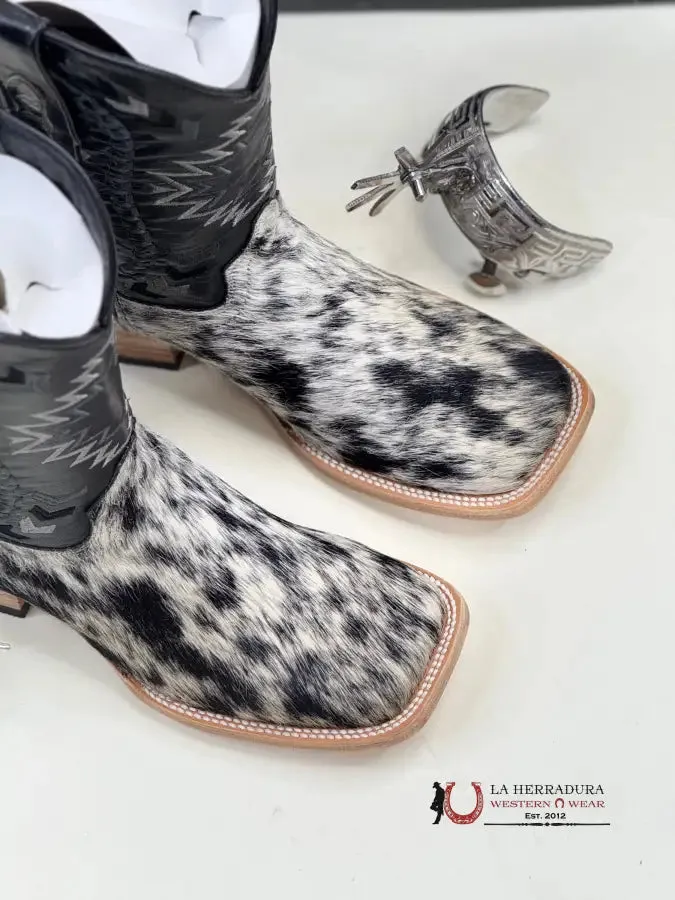 HERRADURA EXOTIC COWHIDE BLACK &WHITE CHEROKEE RUNGO BOOT EVERY PAIR IS UNIQUE!