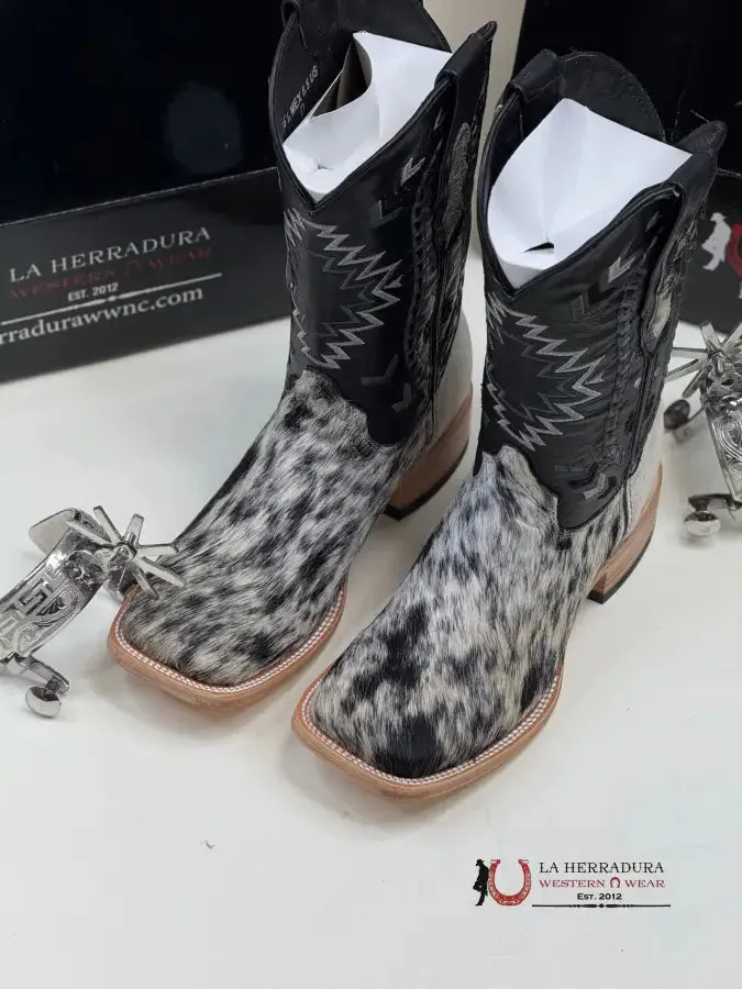 HERRADURA EXOTIC COWHIDE BLACK &WHITE CHEROKEE RUNGO BOOT EVERY PAIR IS UNIQUE!