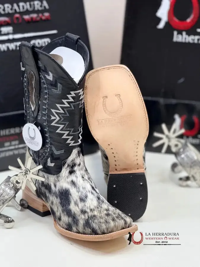 HERRADURA EXOTIC COWHIDE BLACK &WHITE CHEROKEE RUNGO BOOT EVERY PAIR IS UNIQUE!