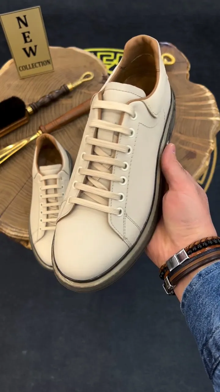 Italian light luxury cowhide sneakers