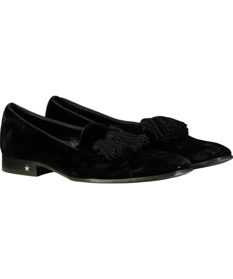 Jimmy Choo Black Foxley Velvet Slip-on Loafers With Tassel UK 8 EU 42 