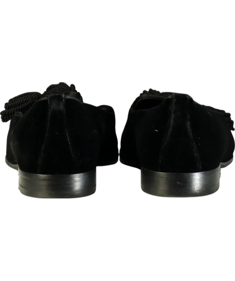 Jimmy Choo Black Foxley Velvet Slip-on Loafers With Tassel UK 8 EU 42 