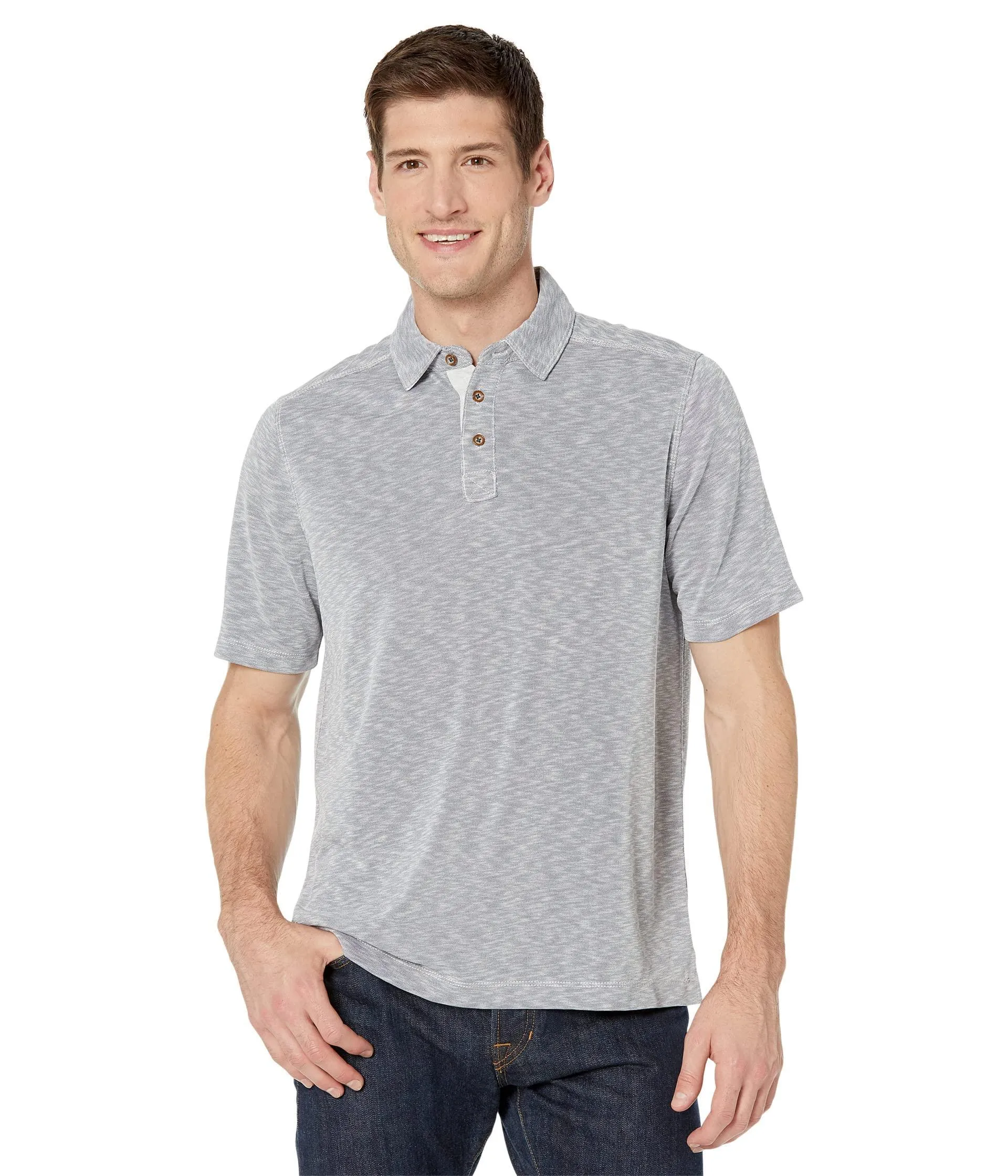 Johnston & Murphy Men's Vintage Slub Polo Golf Shirt Indigo Medium