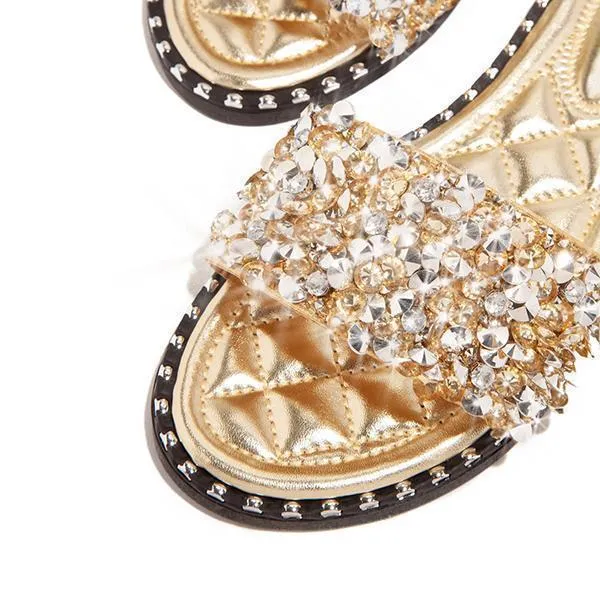 Kimemoda Casual Slides Beaded Flat Sandals