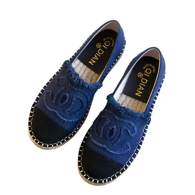 Luxury Women Sandal high quality Leisure round toe Hemp Bottom Women Moccasins leather
