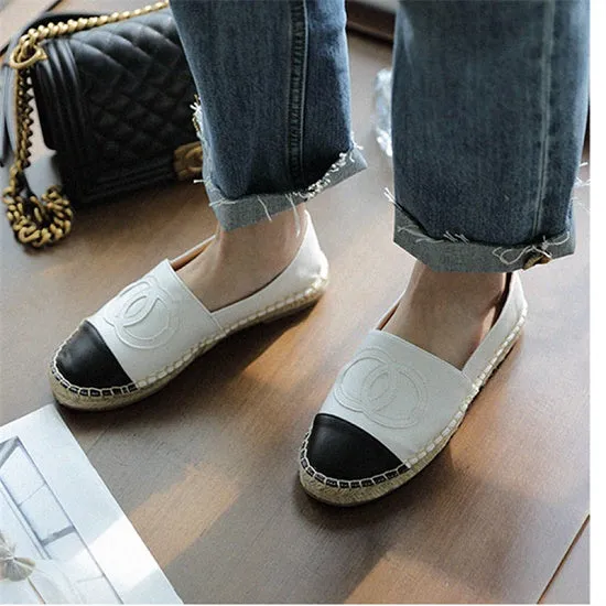Luxury Women Sandal high quality Leisure round toe Hemp Bottom Women Moccasins leather