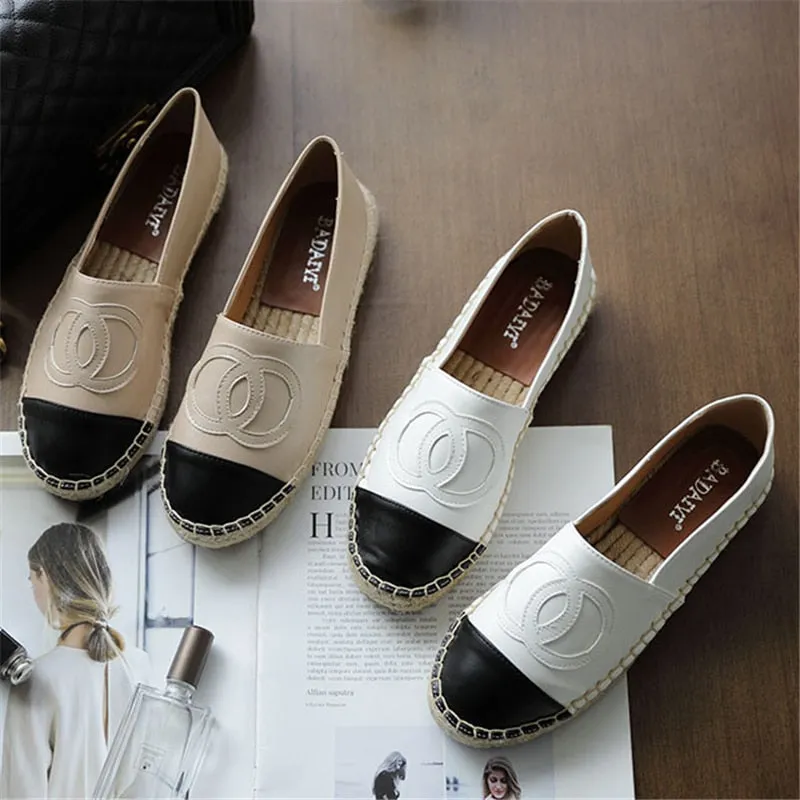 Luxury Women Sandal high quality Leisure round toe Hemp Bottom Women Moccasins leather
