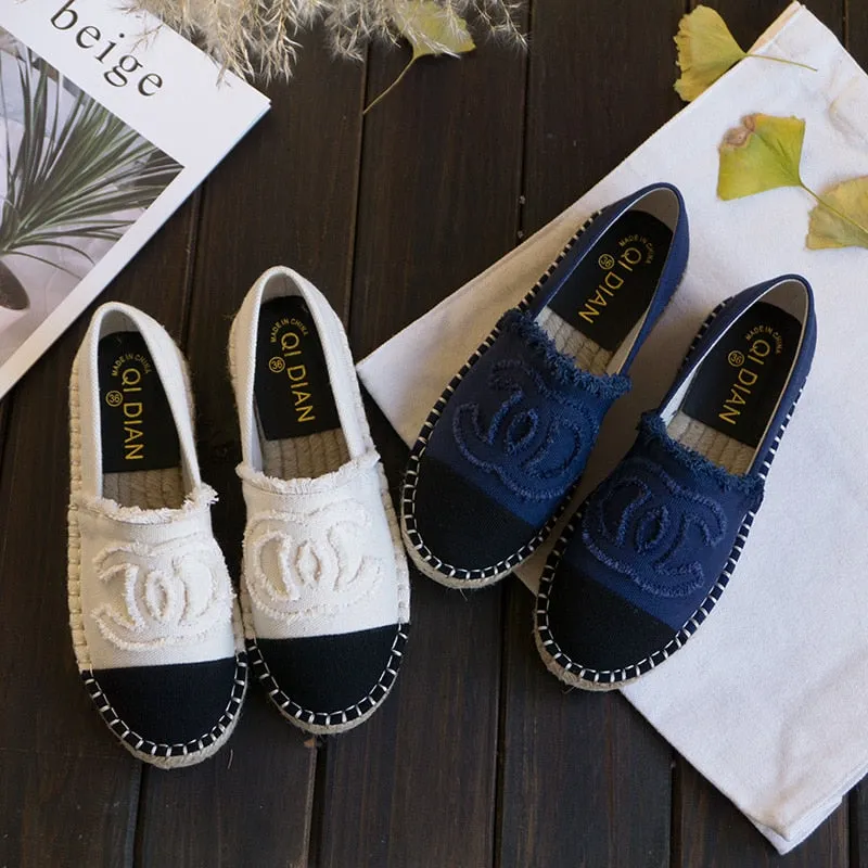 Luxury Women Sandal high quality Leisure round toe Hemp Bottom Women Moccasins leather