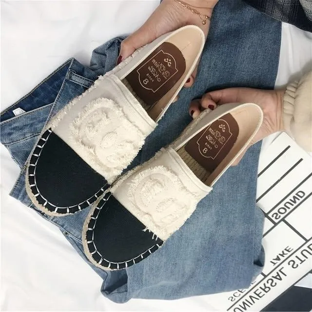 Luxury Women Sandal high quality Leisure round toe Hemp Bottom Women Moccasins leather