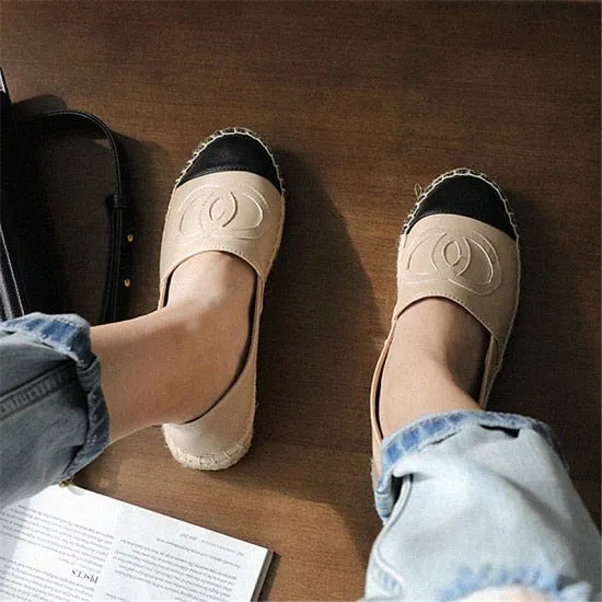 Luxury Women Sandal high quality Leisure round toe Hemp Bottom Women Moccasins leather