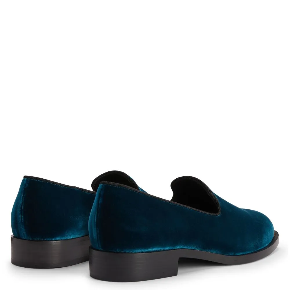 Lyidia Teal Velvet Loafers
