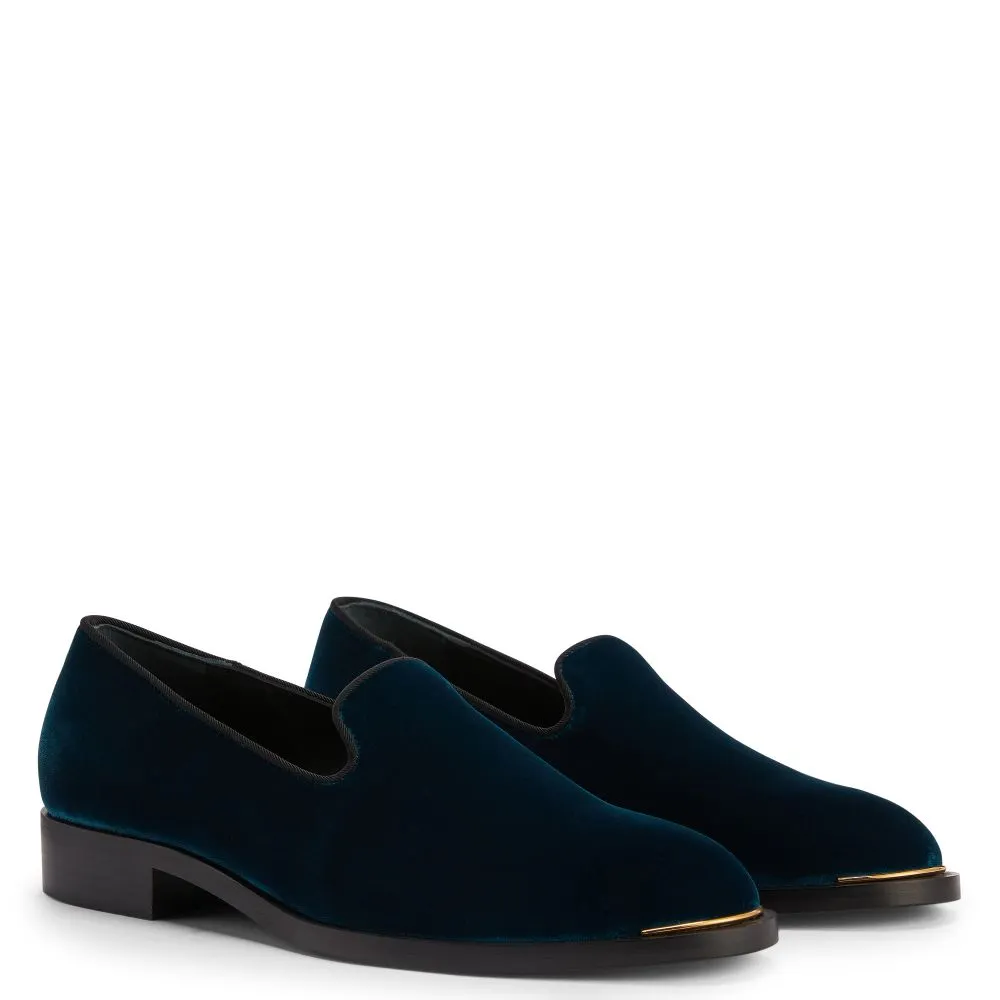 Lyidia Teal Velvet Loafers