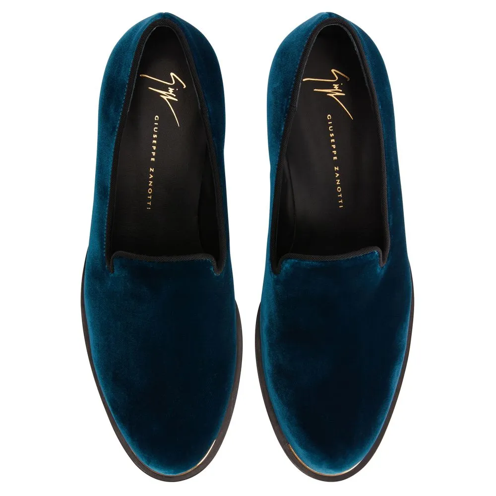 Lyidia Teal Velvet Loafers
