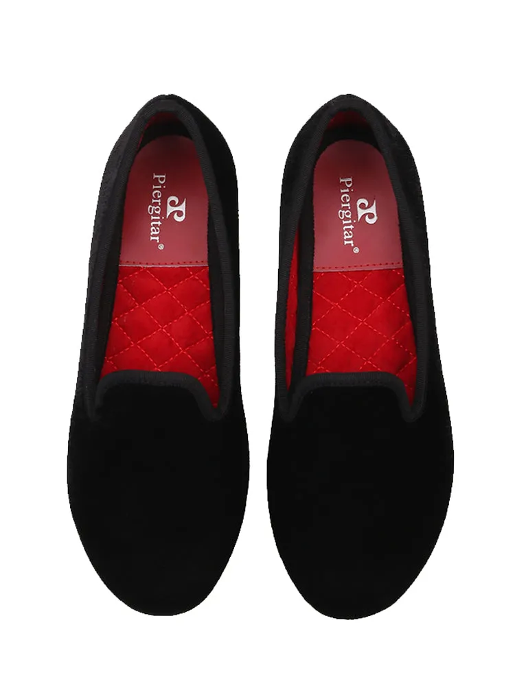 New plain imported velvet women's shoes European and American fashion trends large size loafers one-legged handmade slip-on shoes