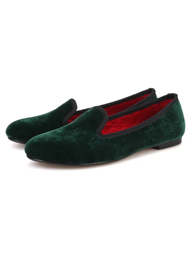 New plain imported velvet women's shoes European and American fashion trends large size loafers one-legged handmade slip-on shoes