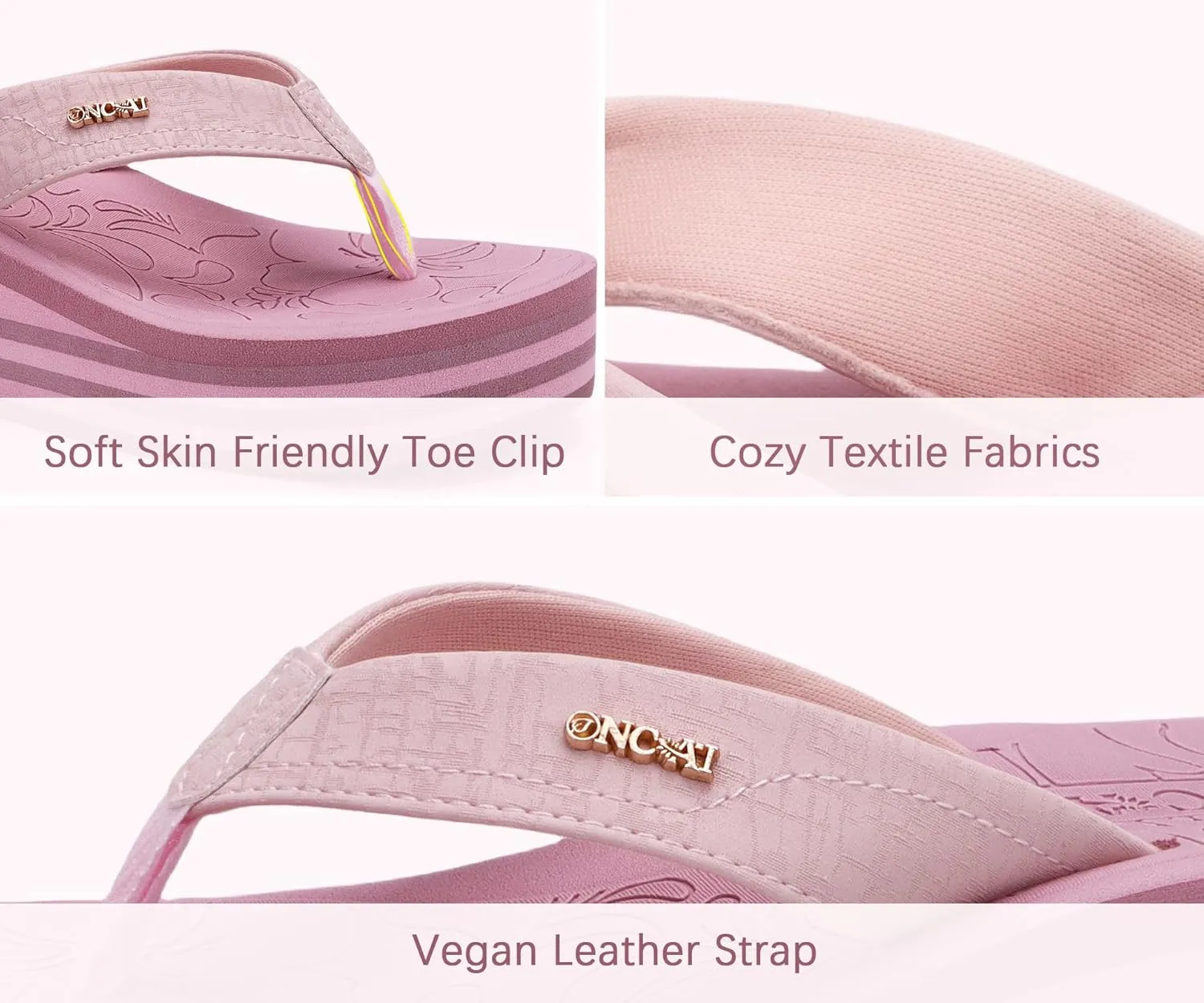 ONCAI Womens Platform Flip Flops Trendy Dressy Womans Summer Sandals with Comfortable Flatform Arch Support Walking Outdoor Rubber Soles (US Size 5-11)
