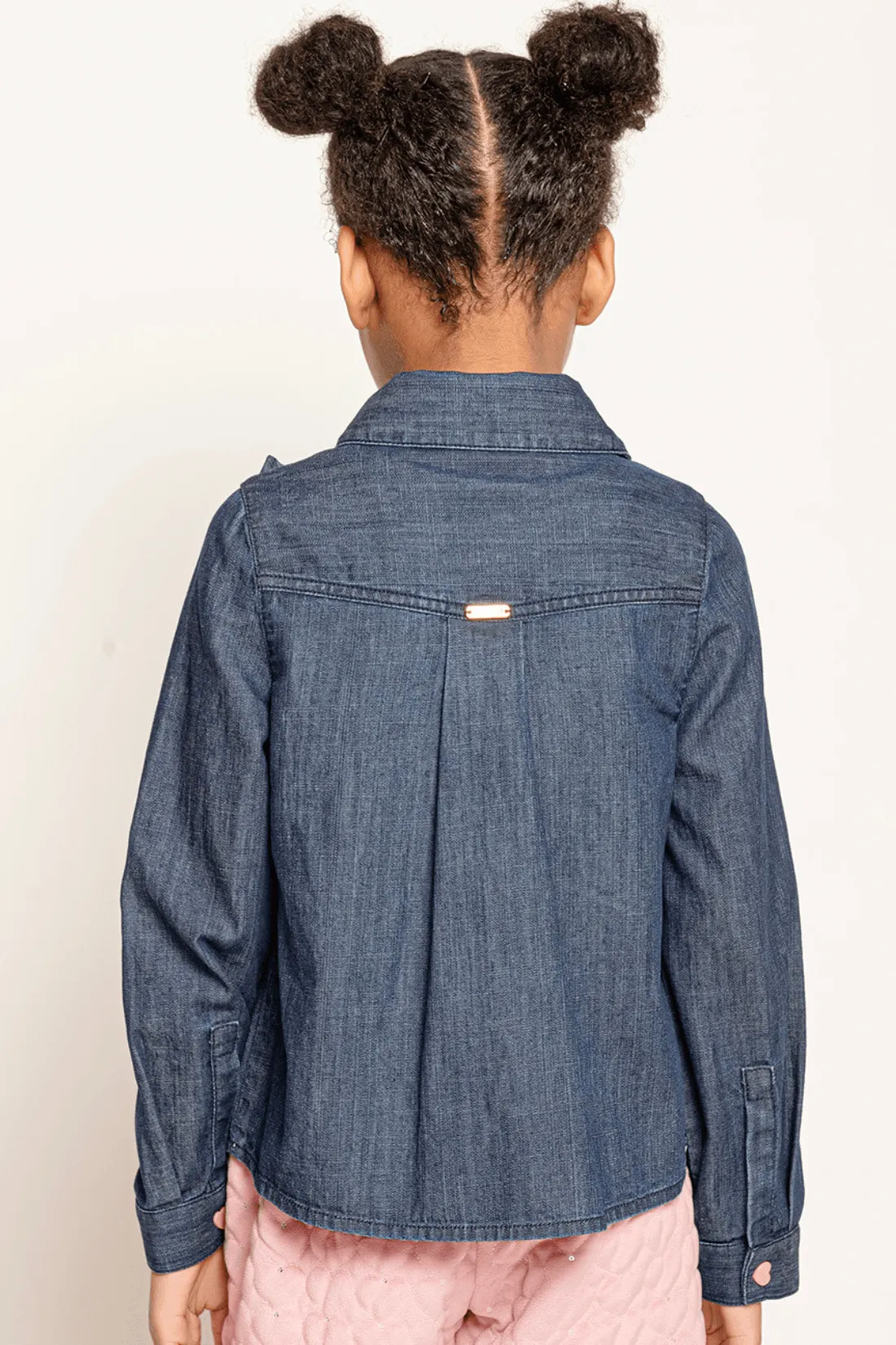 One Friday Varsity Chic Blue Shirt with Pink Hearts for Girls