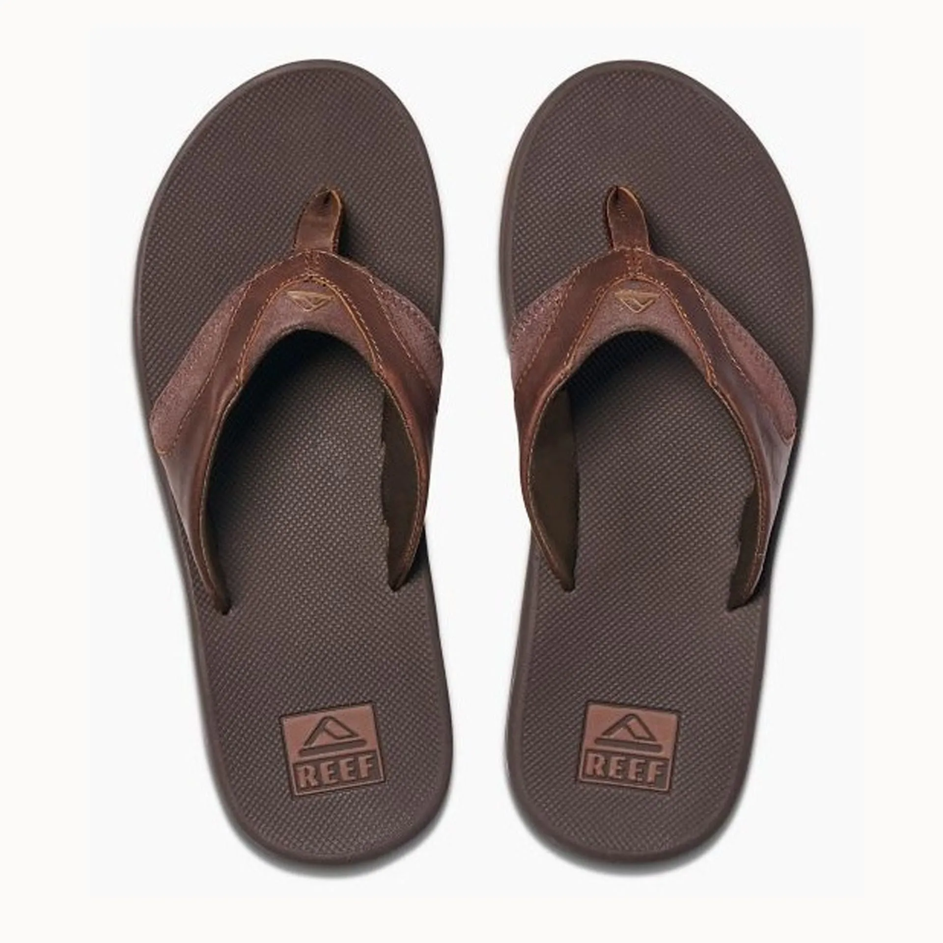 Reef Mens Leather Fanning Flip Flops - Dark Brown