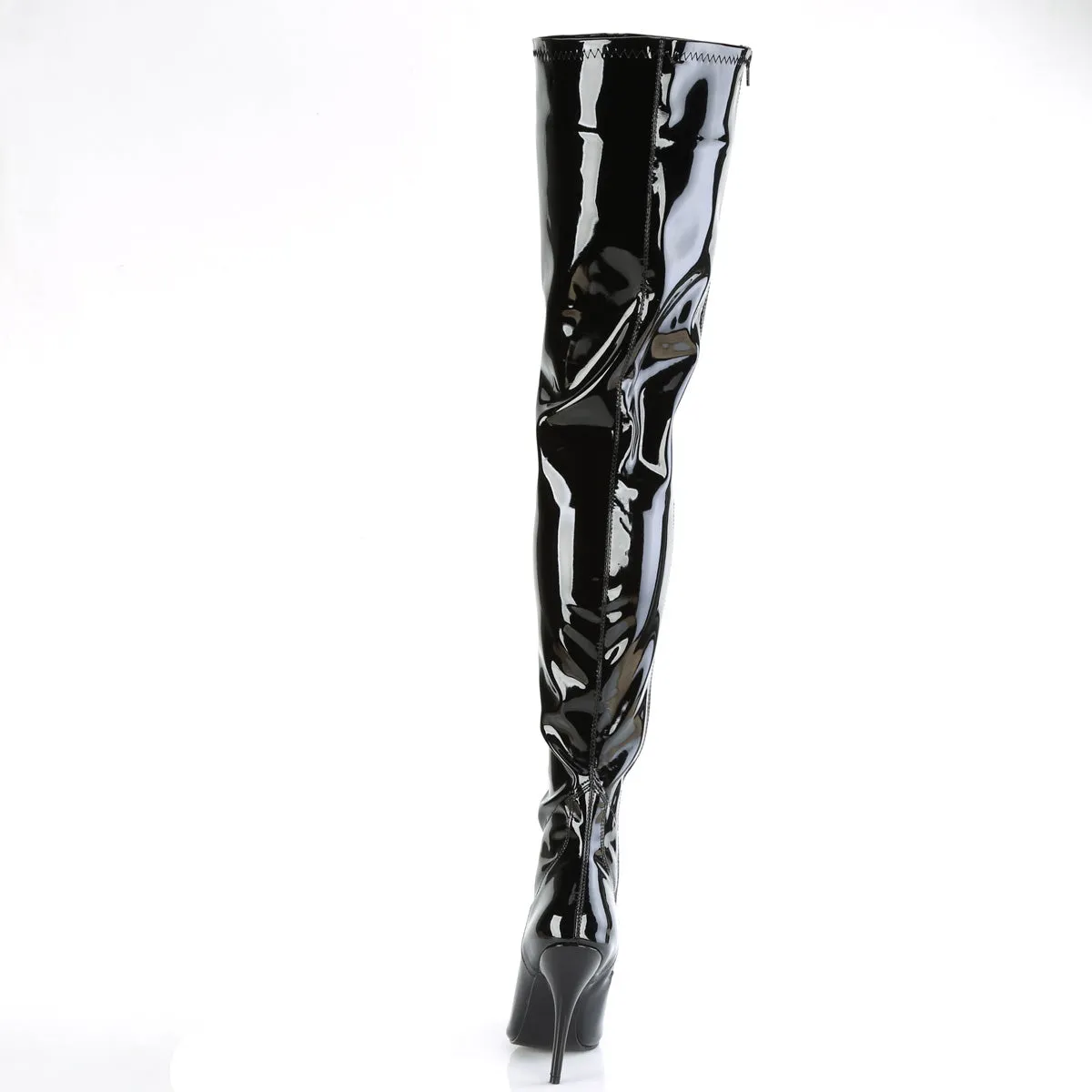 SEDUCE-4000 Pleaser Black Patent Sexy Single Sole Shoes (Fetish Footwear)