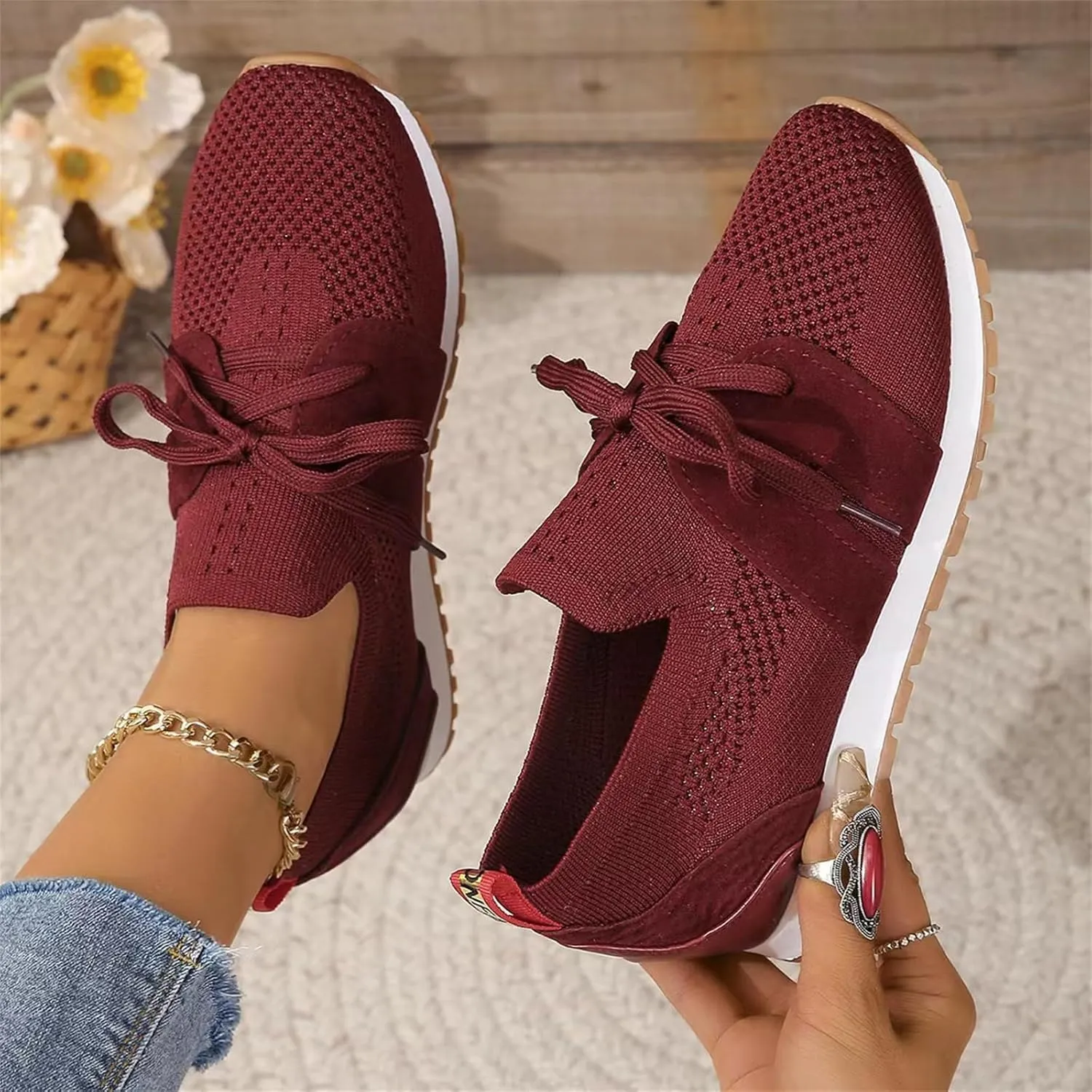 Slip On Sneakers Women Arch Support Athletic Walking Running Shoes Casual Mesh-Comfortable Tennis Workout Sneakers