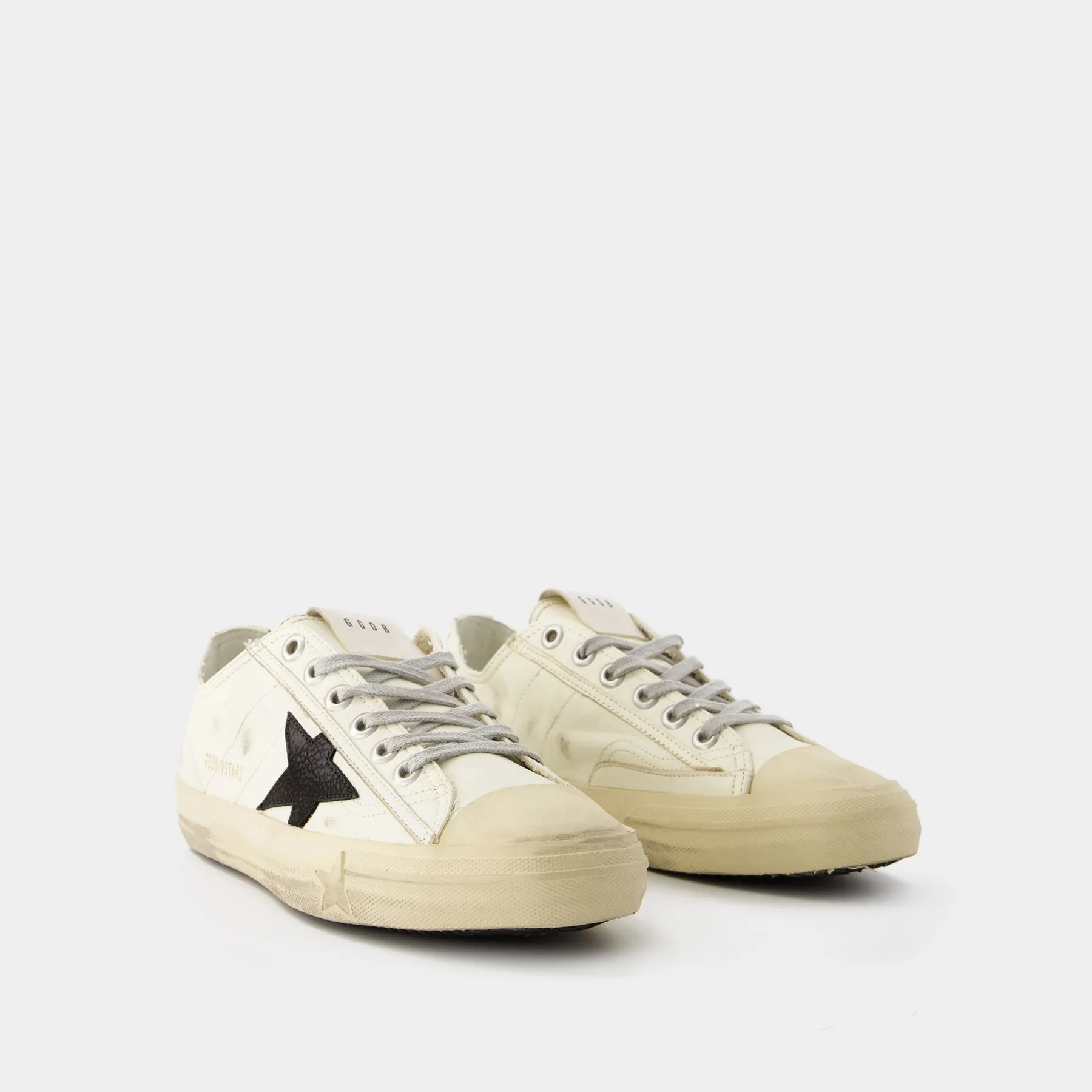 Sneakers V-Star 2 - Golden Goose - Cuir - Dirty Blanc/Noir