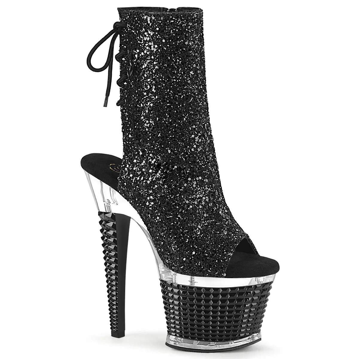 SPECTATOR-1018G Pleaser Black Glitter Sexy Platform Shoes (Pole Dancing Heels)