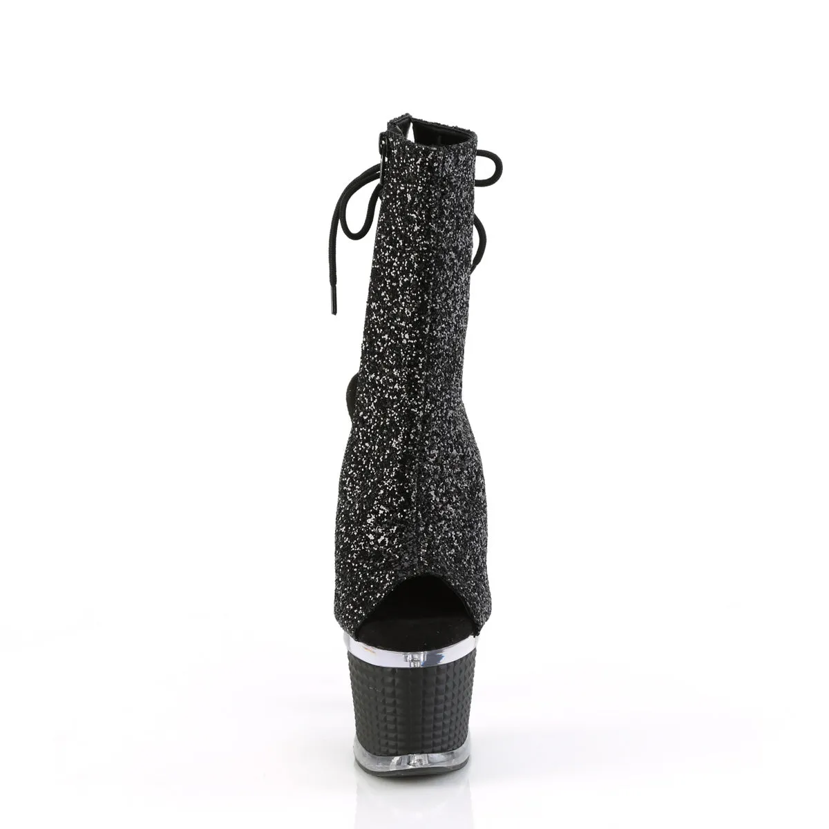 SPECTATOR-1018G Pleaser Black Glitter Sexy Platform Shoes (Pole Dancing Heels)
