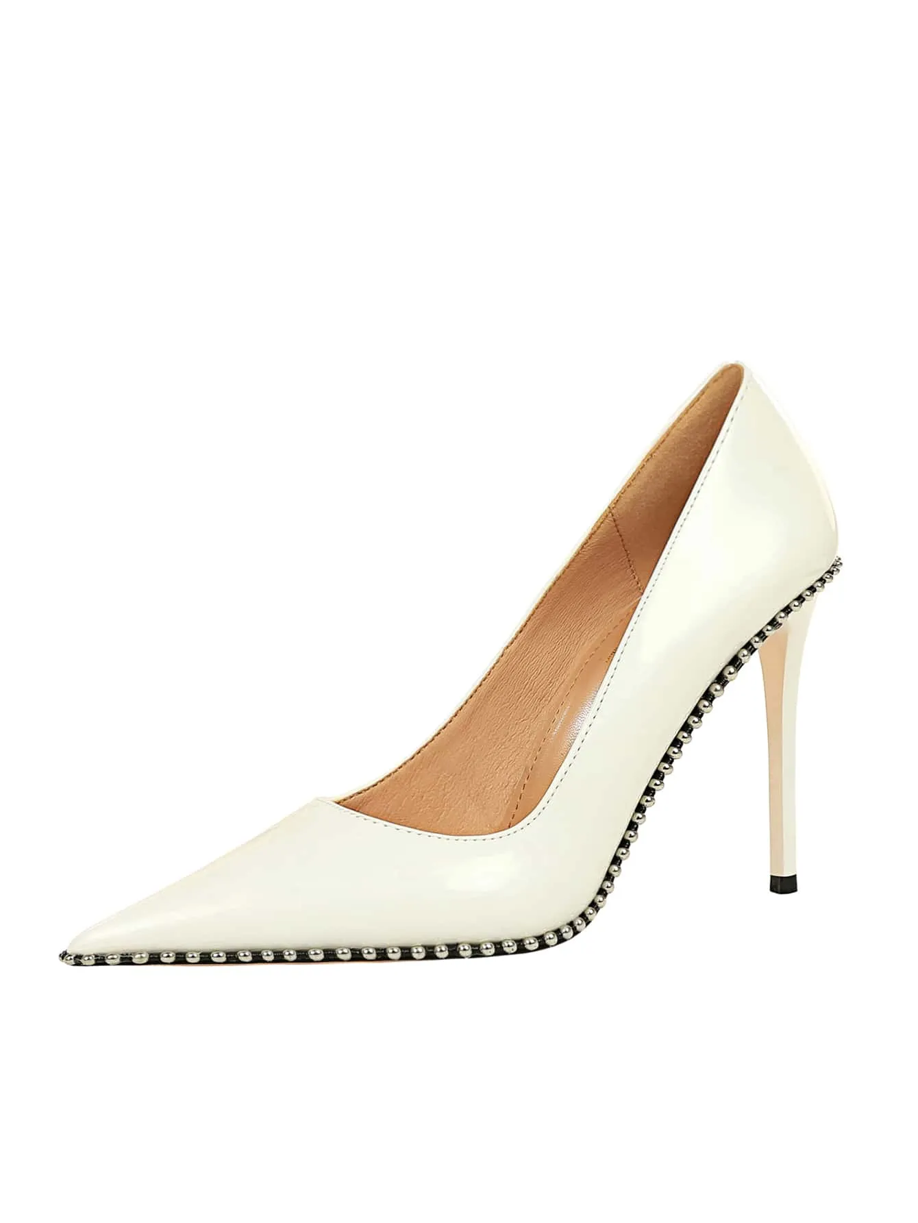 Studded Decor Point Toe Stiletto Heeled Court Pumps