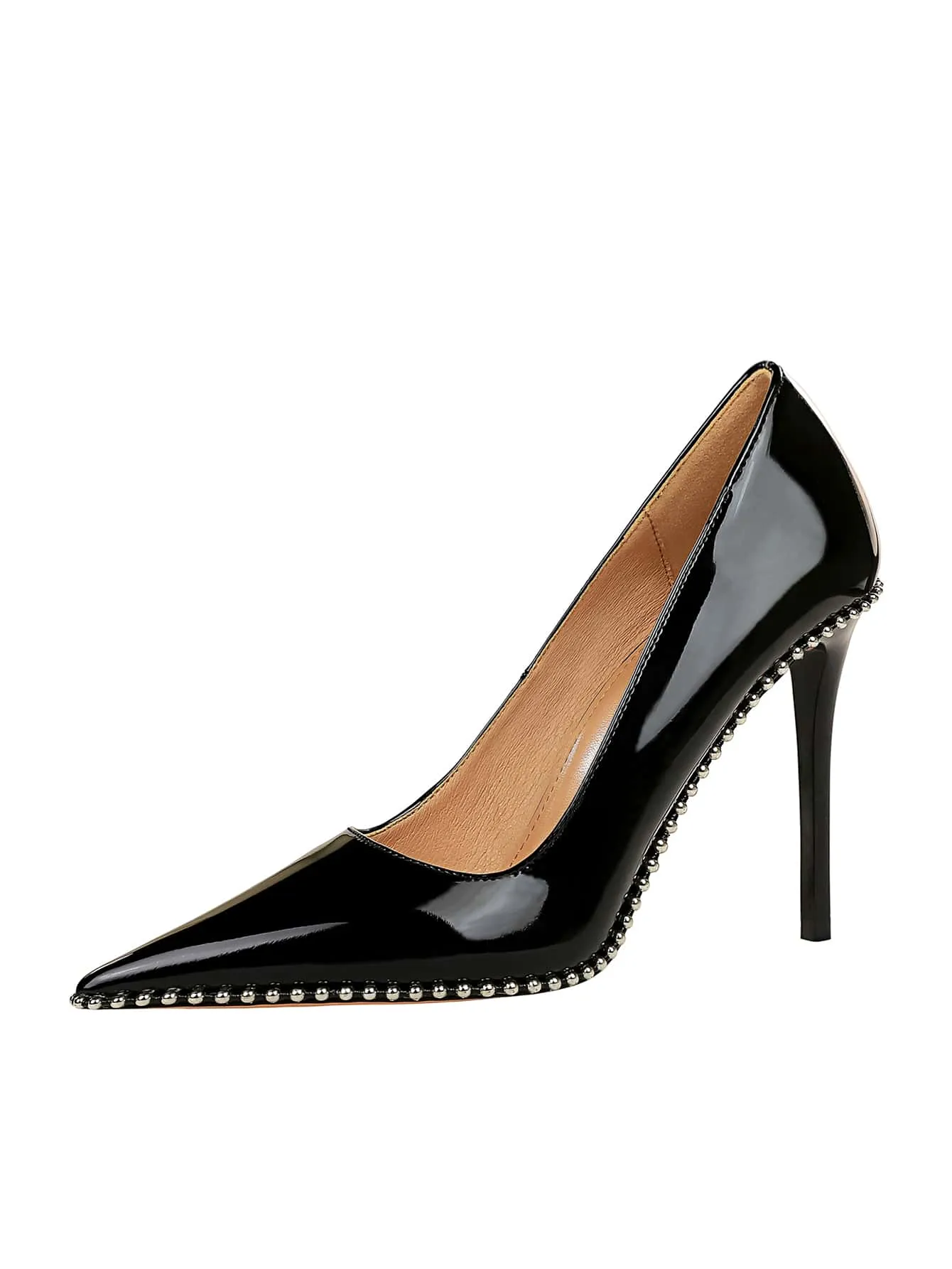 Studded Decor Point Toe Stiletto Heeled Court Pumps
