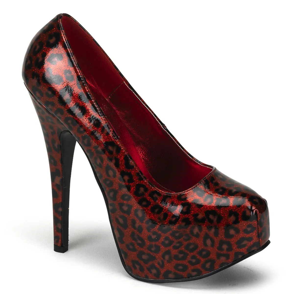 TEEZE-37 Bordello Teeze Red Cheetah Pat Sexy Shoes (Bordello Heels)