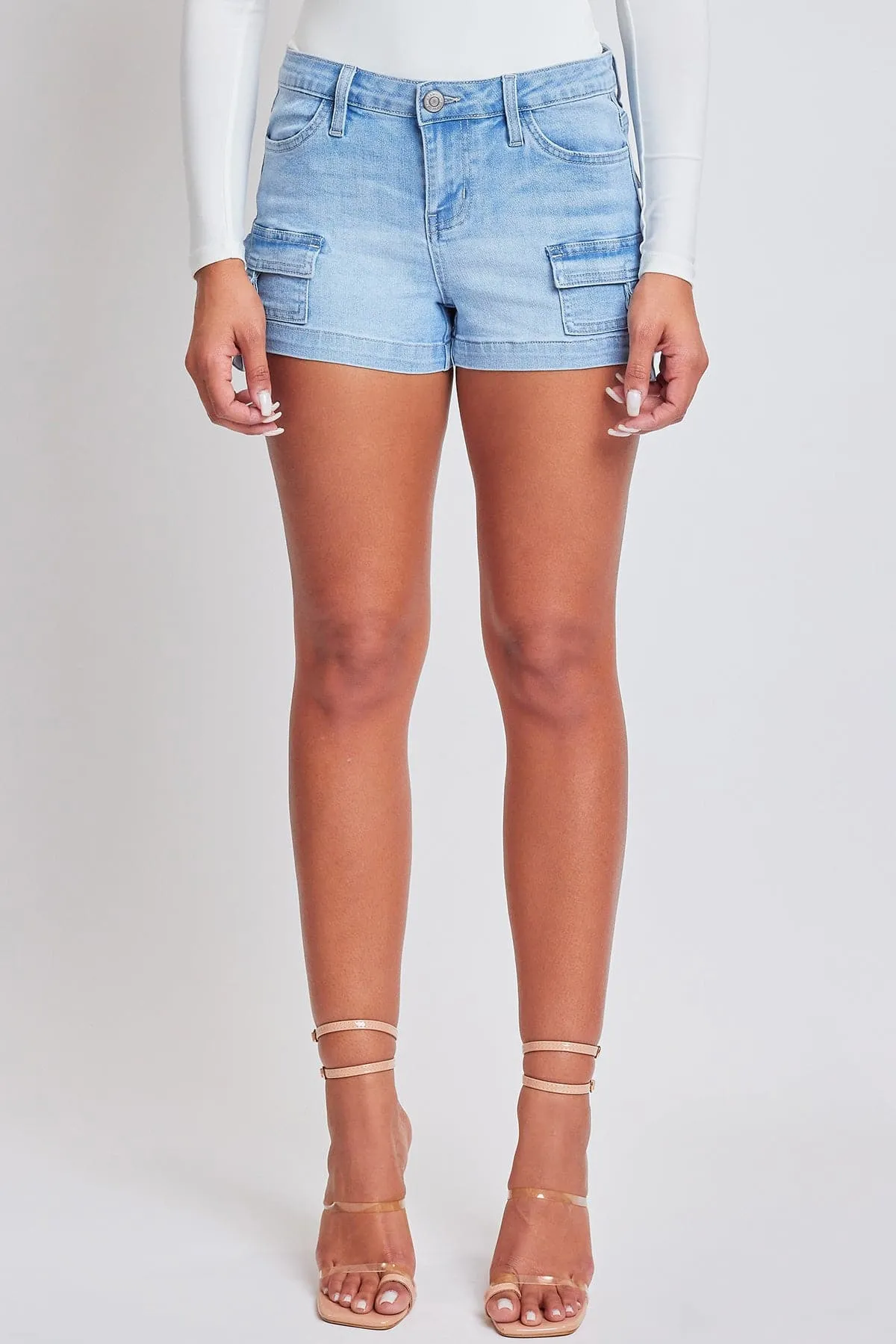 Women's Denim Cargo Shorts with D-Ring Detail