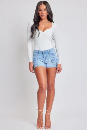 Women's Denim Cargo Shorts with D-Ring Detail