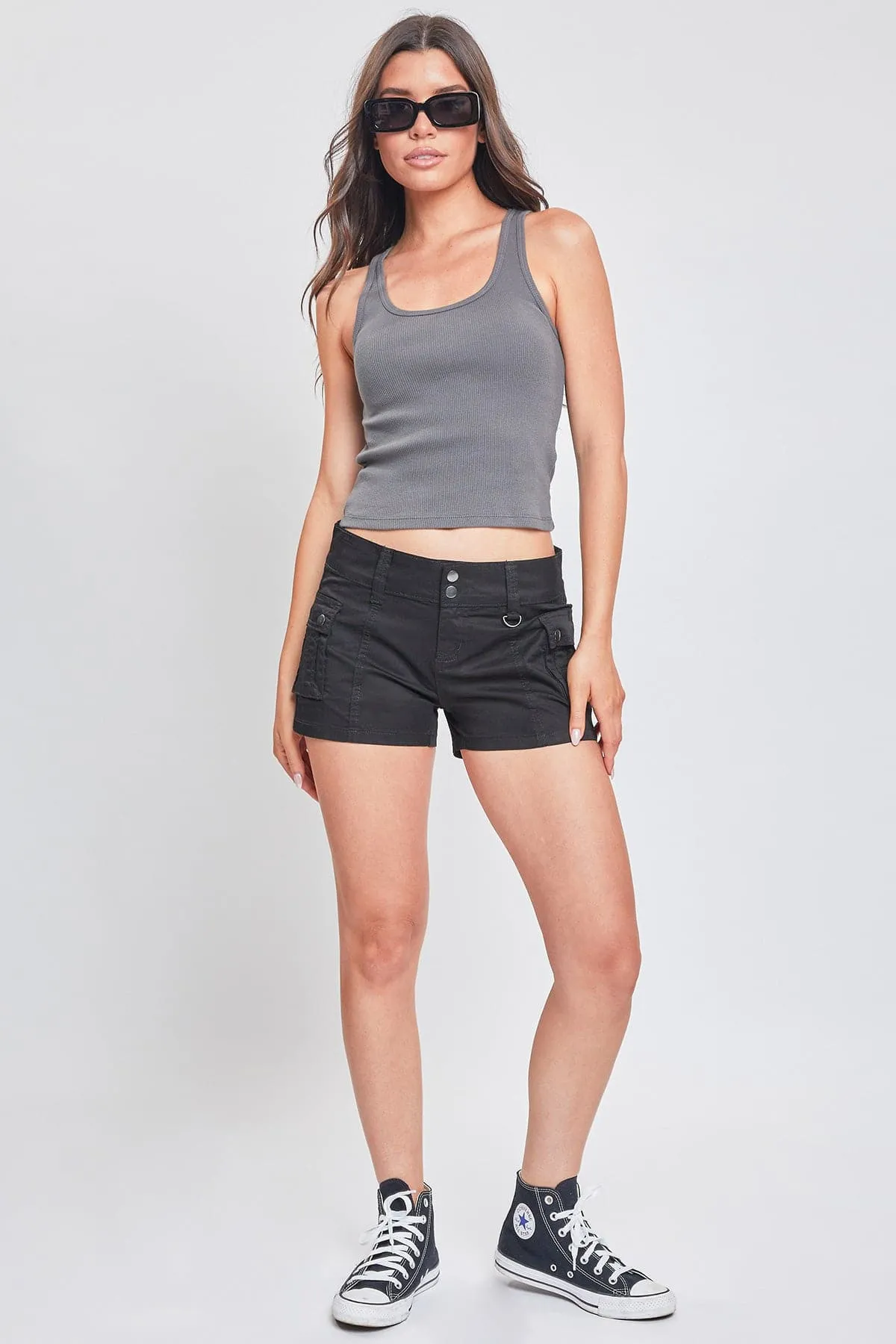 Women's Low Rise Poplin Cargo Shorts