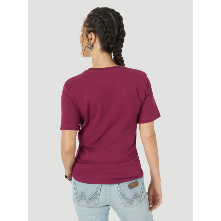 Wrangler Women's Retro Short Sleeve Desert Rider Graphic Tee - Maroon Purple