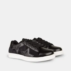 Zapatillas de Niña Terciopelo Estrellas Negro