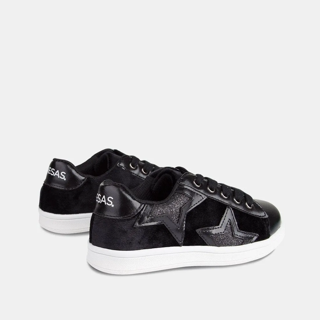 Zapatillas de Niña Terciopelo Estrellas Negro