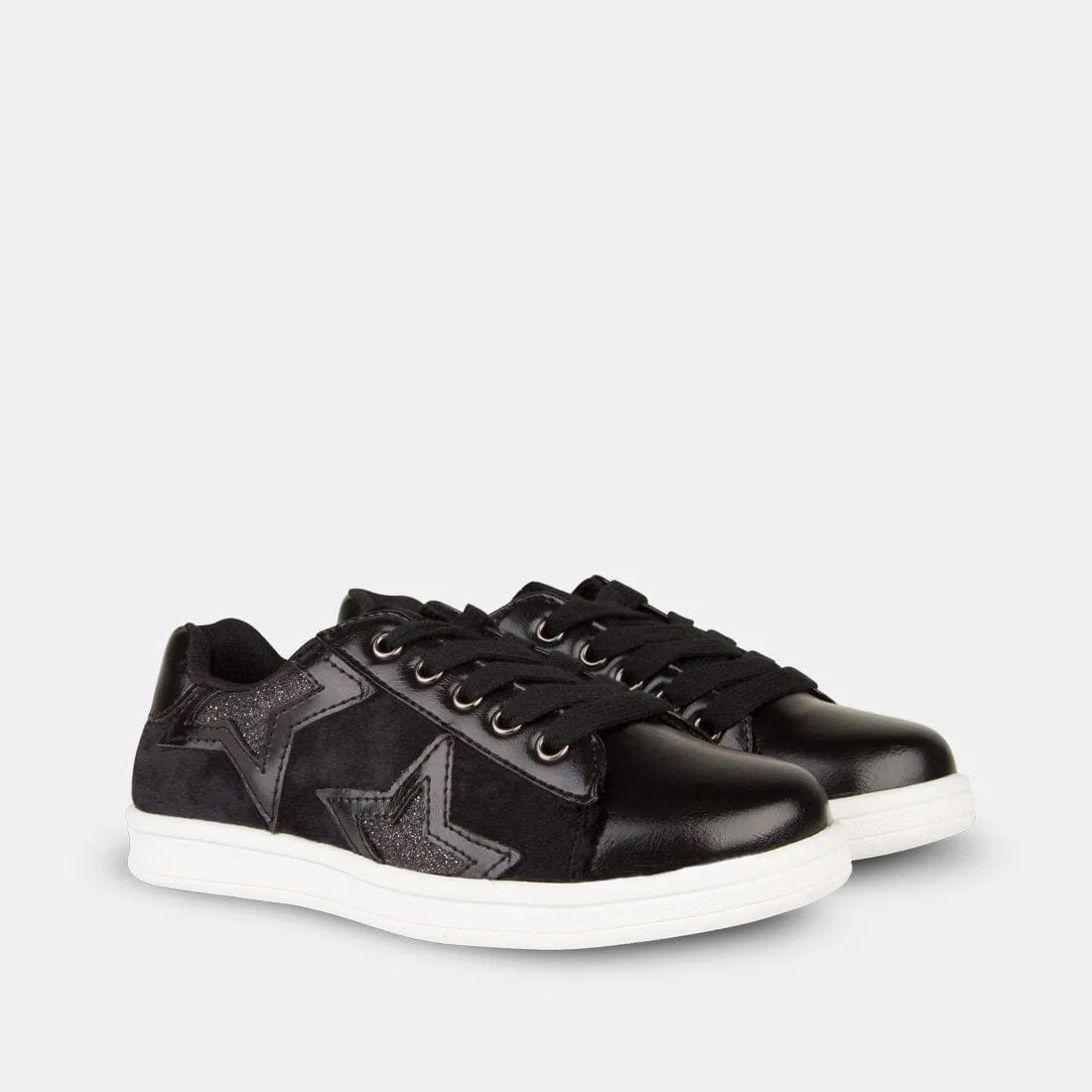 Zapatillas de Niña Terciopelo Estrellas Negro
